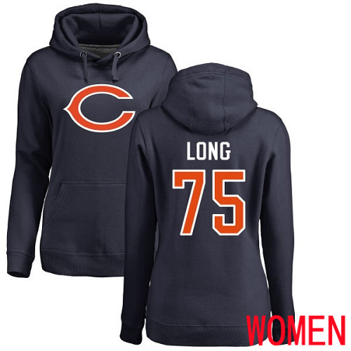 Chicago Bears Navy Blue Women Kyle Long Name and Number Logo NFL Football 75 Pullover Hoodie Sweatshirts